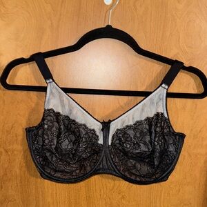Wacoal Women's Retro Chic Full Figure Underwire Black Lace Bra 44G